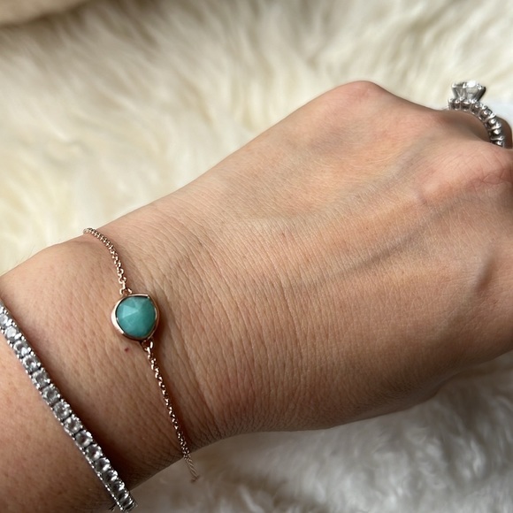 Monica Vinader Siren Fine Chain Bracelet 18ct Rose Gold Vermeil & Amazonite - Picture 5 of 5